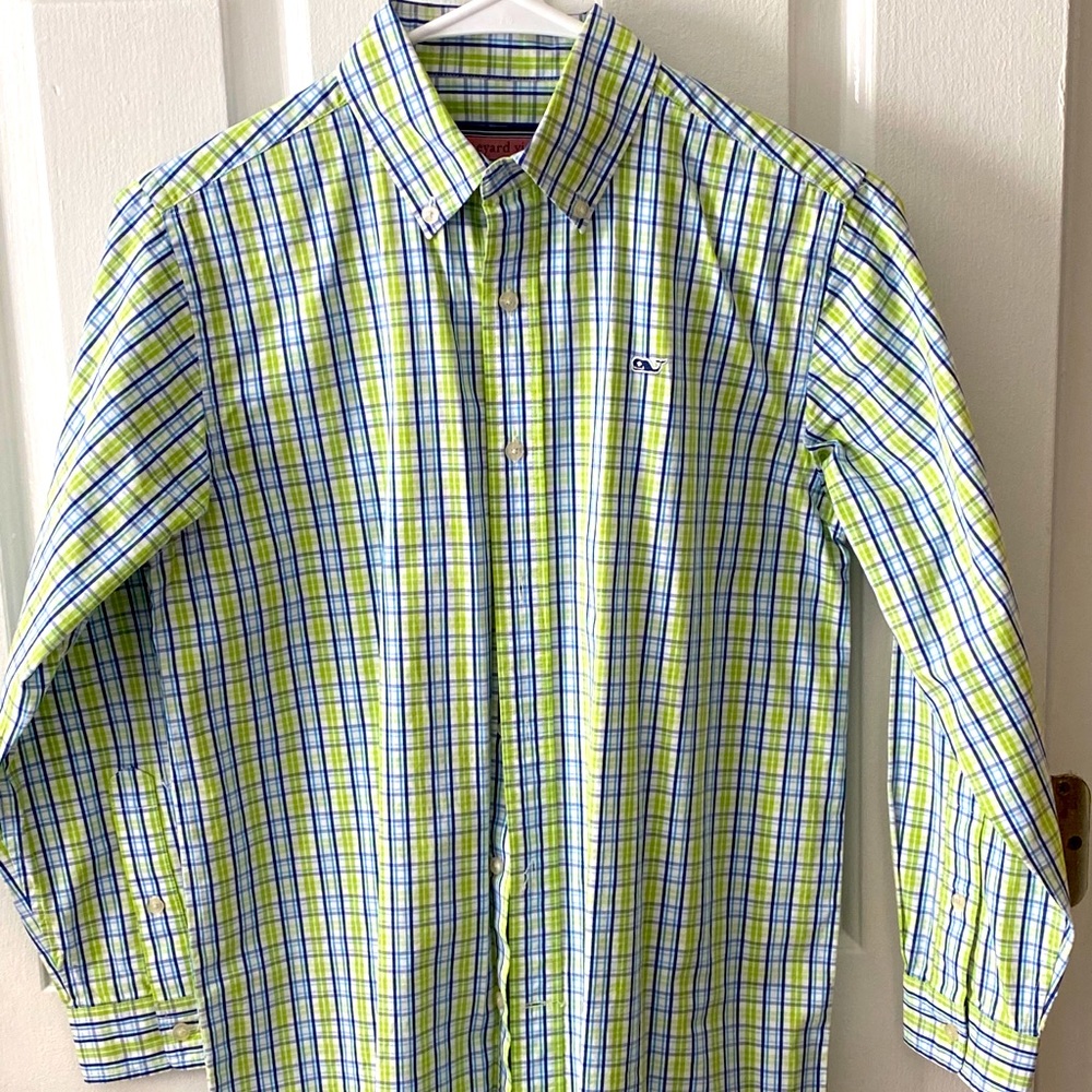 Vineyard Vines Boys Plaid Button Down Size M 12-14
